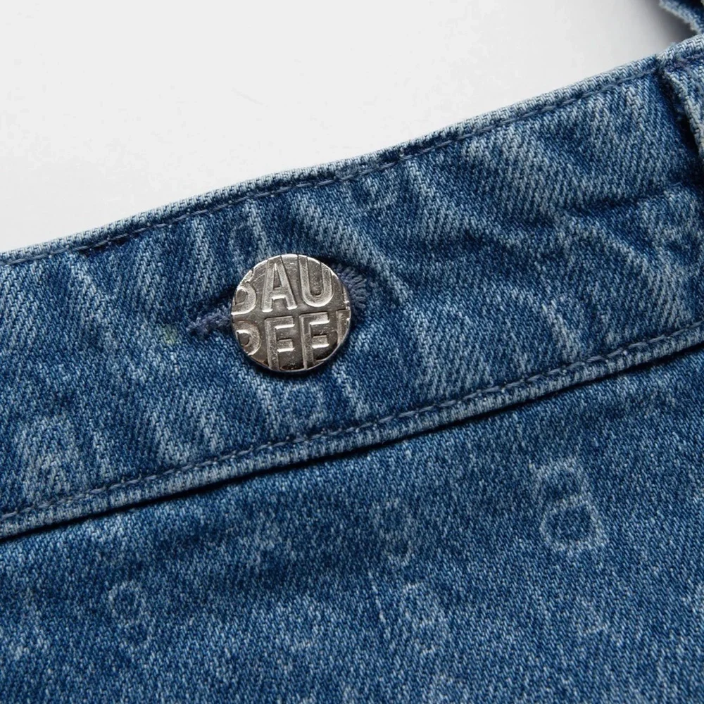 Baum und Pferdgarten Denim Large Tote with Leather Logo Patch - Blue